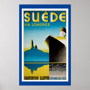 Poster Suede Suède - Publicité Vintage pour les navires