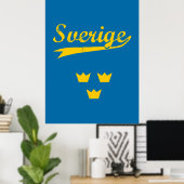 Poster Suède, Sverige, 3 couronnes, (Bureau à domicile)