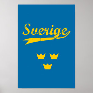 Poster Suède, Sverige, 3 couronnes,