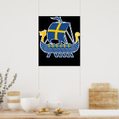 Poster Suède Viking Ship Cadeau Valhalla Swedish Viking (Cuisine)