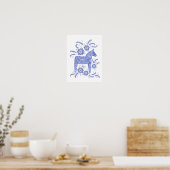 Poster suédois Dala Horse Blue Art (Cuisine)