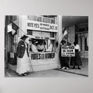 Poster Suffrage féminin à un stand de vote en 1915