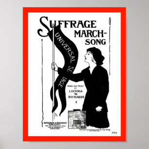 Poster Suffrage Mars Chanson vintage 1914 Sheet Music Cou