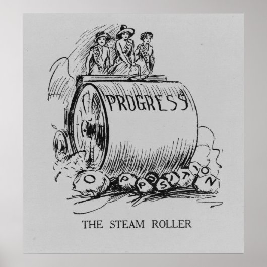 Poster Suffrage Steamroller Caricature politique (Devant)