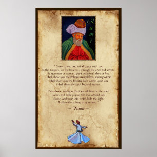 Poster Sufi Mystic Wisdom par Rumi sur le faux parchemin 