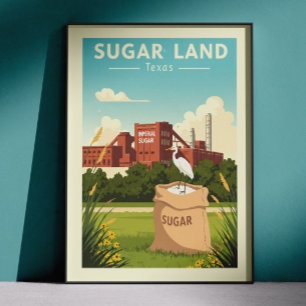 Poster Sugar Land Texas vintage