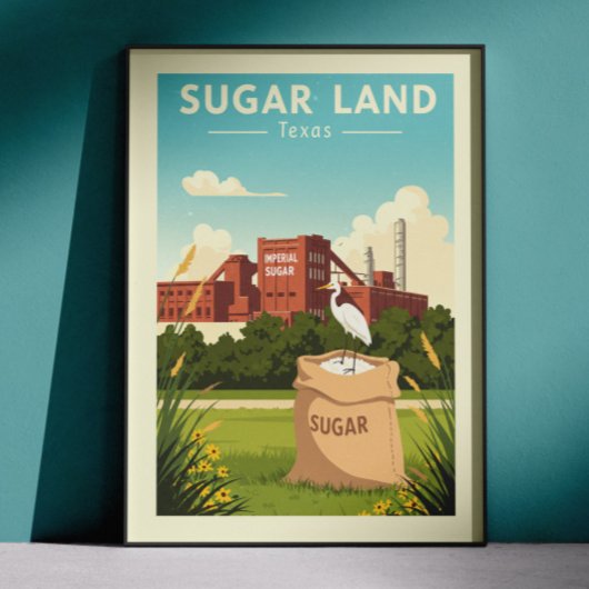 Poster Sugar Land Texas vintage