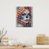 Poster Sugar Skull Art - Belle femme dans le maquillage c (Cuisine)