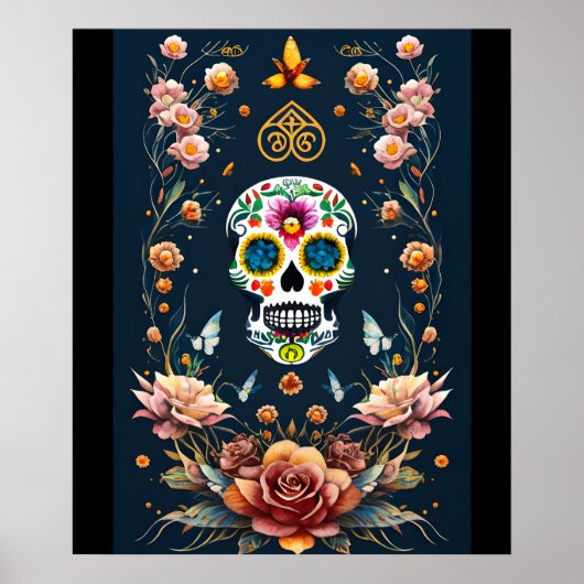 Poster Sugar Skull Art - Embrassez l'esprit festif (Devant)