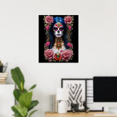 Poster Sugar Skull Art - Femme traditionnelle (Bureau à domicile)