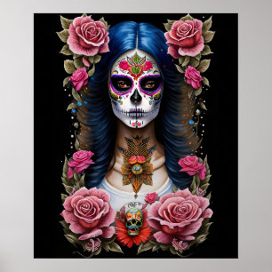 Poster Sugar Skull Art - Femme traditionnelle