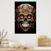 Poster Sugar Skull Designs Cool Guy in a Cool Hat on Wall (Cuisine)
