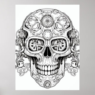 Poster Sugar Skull Drawing Art for Kids + Adults Wall