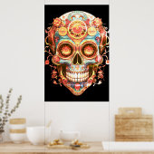 Poster Sugar Skull Images Bright Smiling Guy on a Wall (Cuisine)