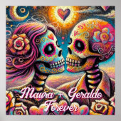 Poster Sugar Skulls in Love Chalk Pastel Personalized (Devant)