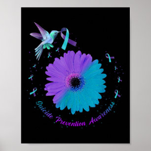Poster Suicide au ruban pourpre du coeur de tournesol de