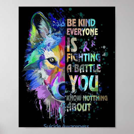 Poster Suicide Awareness Be Kind Everyone Is Fighting A T (Devant)