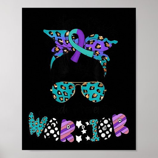 Poster Suicide Awareness Shirt Messy Bun Hair Suicide Pre (Devant)