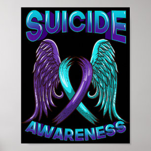 Poster Suicide Awareness  Wings and Ribbon Suicide Preven