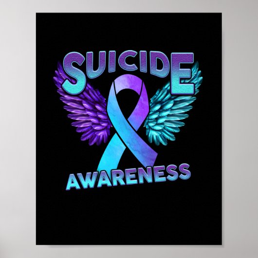 Poster Suicide Awareness Wings And Ribbon Suicide Prevent (Devant)