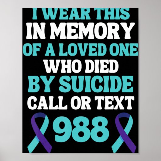 Poster Suicide Prevention 988 Hotline In Memory Of Loved (Devant)