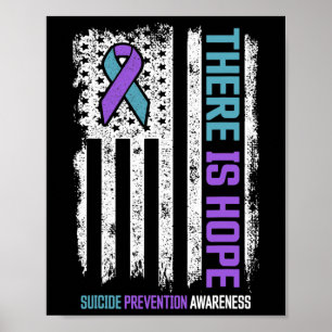 Poster Suicide Prévention American Flag Hope Suicide Awar