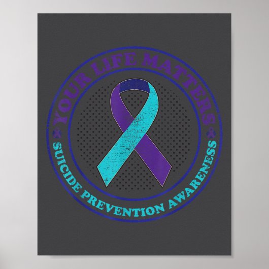 Poster Suicide Prevention Awareness Teal &amp; Purple Rib (Devant)