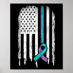 Poster Suicide Prévention Chemise Usa Drapeau Ribbon Suic