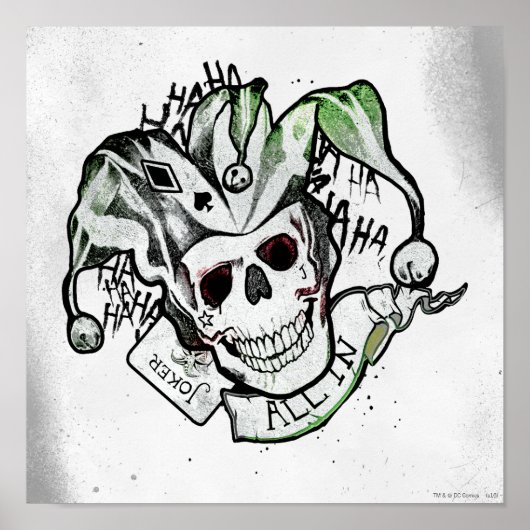 Poster Suicide Squad | Joker Skull "All In" Tattoo Art (Devant)