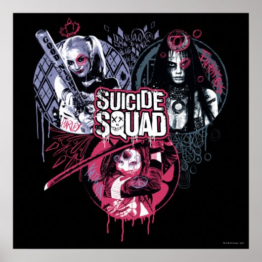 Poster Suicide Squad | Squad Girls Graffiti Badges (Devant)