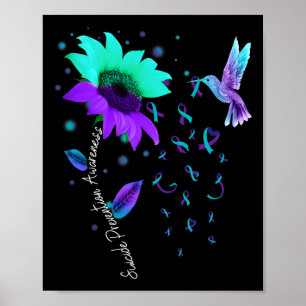 Poster Suicide turquoise Et Violet De Tournesol Hummingbi