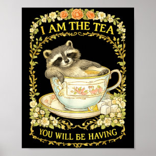 Poster Suis-je le thé aura un raton laveur drôle britanni