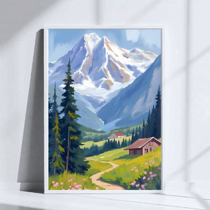 Poster Suisse Alpes Montagne Hillside Suisse Voyage