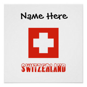 Poster Suisse et drapeau suisse avec votre nom