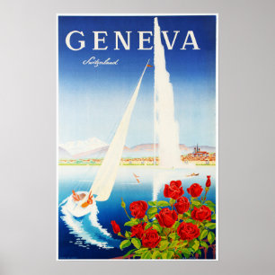 Poster SUISSE GENÈVE Lac Lac Lac Léman Vintage voyage