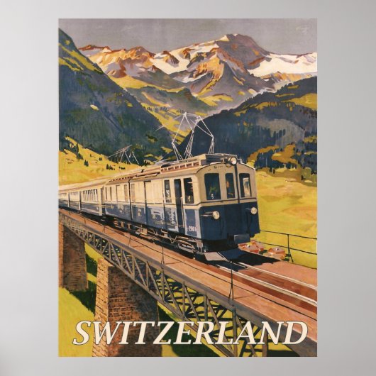 Poster Suisse, Train électrique, Chemin de fer (Devant)