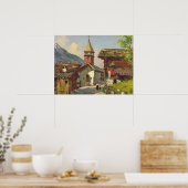Poster Suisse vintage, un village du Valais (Cuisine)
