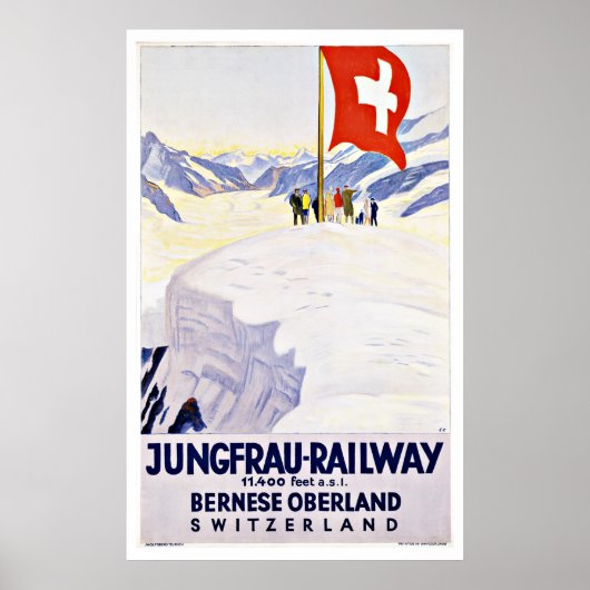 Poster Suisse Vintage voyage Par Jungfrau Railway (Devant)