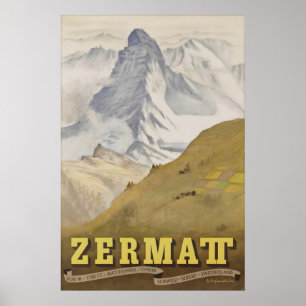 Poster Suisse Vintage Zermatt Matterhorn Voyage