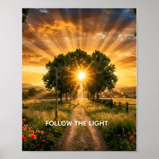 Poster SUIVEZ LA LUMIÈRE - Arbre de coucher de soleil ins