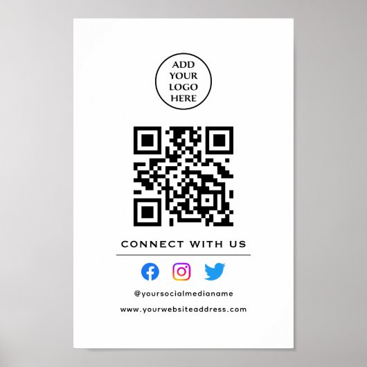 Poster Suivez le code QR pour nous connecter Votre logo (Devant)