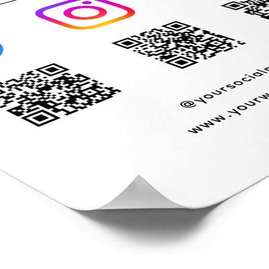 Poster Suivez Scannez-moi Connectez-vous avec nous Code Q (Coin)