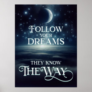 Poster Suivez vos rêves avec la Terre la Lune et les Étoi