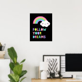 Poster Suivez vos rêves Cute Rainbow Cloud (Bureau à domicile)