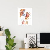 Poster Suivez vos rêves - Licorne orange et blanc (Bureau à domicile)