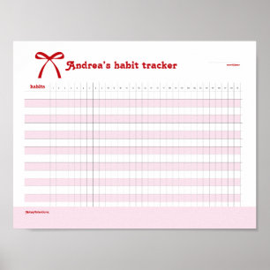 Poster Suivi d'Habitudes Personnalisé Ruban Rose 