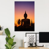 Poster Sukhothai, Wat Mahathat au coucher du soleil (Bureau à domicile)