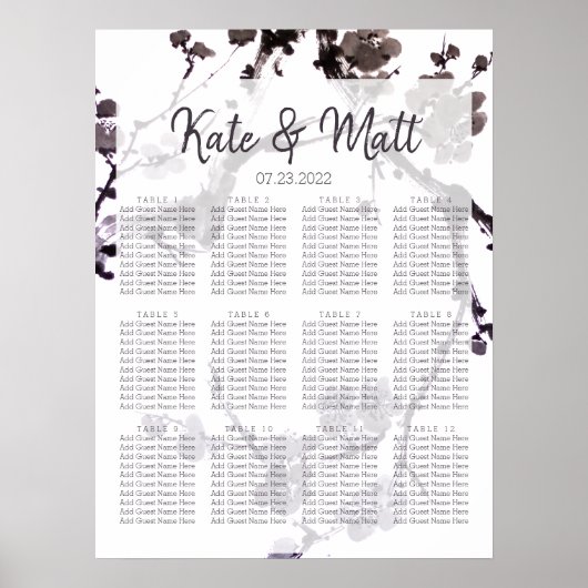 Poster Sumie de fleur de prune (Devant)