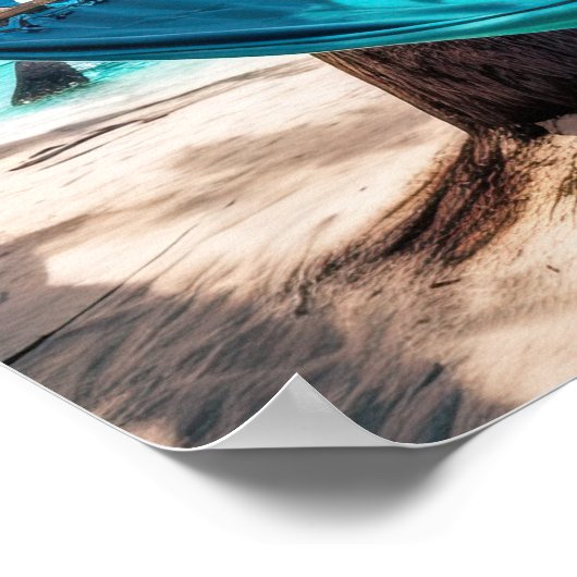 Poster Summer Beach Hammock Ocean Vacation Palm Trees (Coin)