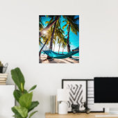 Poster Summer Beach Hammock Ocean Vacation Palm Trees (Bureau à domicile)